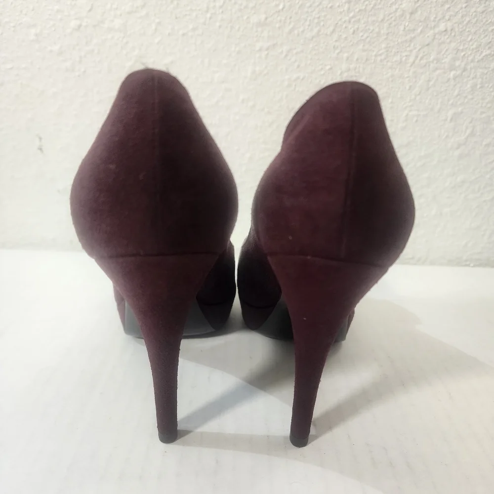 Louis Vuitton Platform Peep Toe Pumps Burgundy Suede Stiletto Heels Size 37